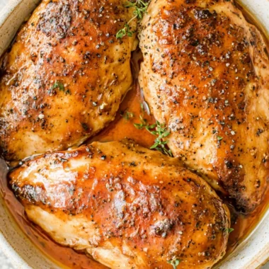 Delicious brown sugar garlic chicken breasts served on a plate