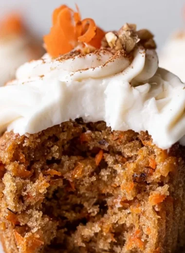 Delicious cozy carrot cake cupcakes decorated with cream cheese frosting