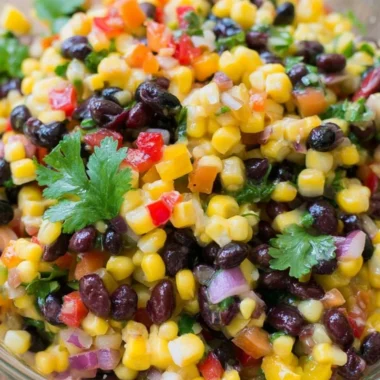 Delicious Cozy Corn and Black Bean Salad with fresh ingredients