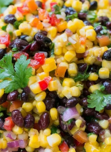 Delicious Cozy Corn and Black Bean Salad with fresh ingredients