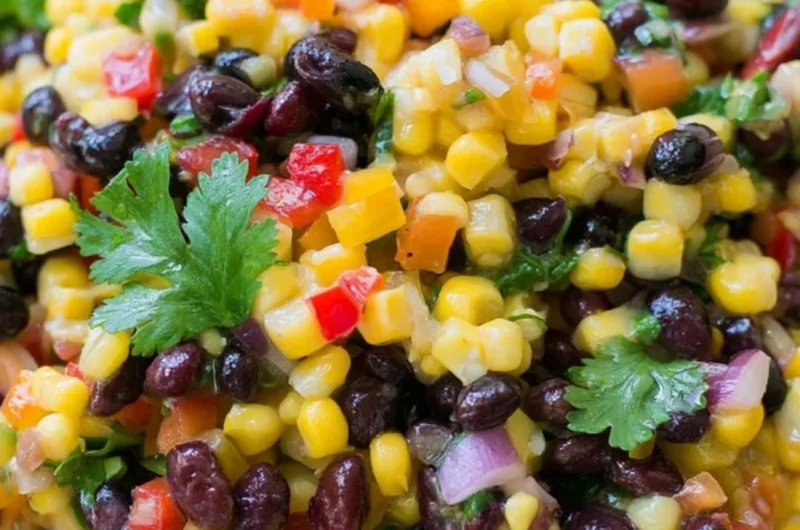 Delicious Cozy Corn and Black Bean Salad with fresh ingredients