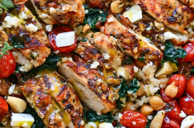 Delicious Greek chicken served with lemon rice