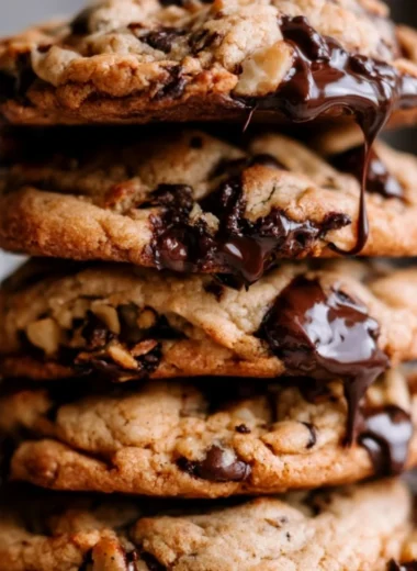 Delicious giant chocolate chip cookie baked to perfection.