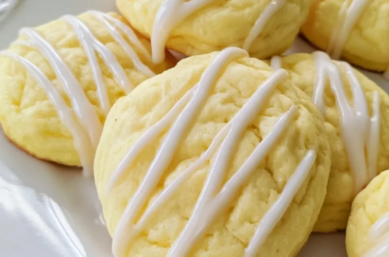 Soft lemon cheesecake cookies with a delicate texture and lemon glaze