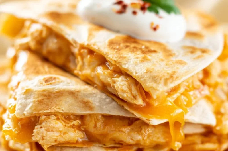 Taco Bell chicken quesadilla with melted cheese and grilled chicken in a tortilla