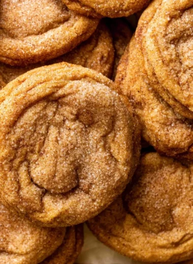 Chewy pumpkin snickerdoodle cookies with brown butter flavor, perfect for fall