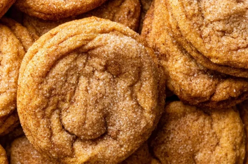 Chewy pumpkin snickerdoodle cookies with brown butter flavor, perfect for fall